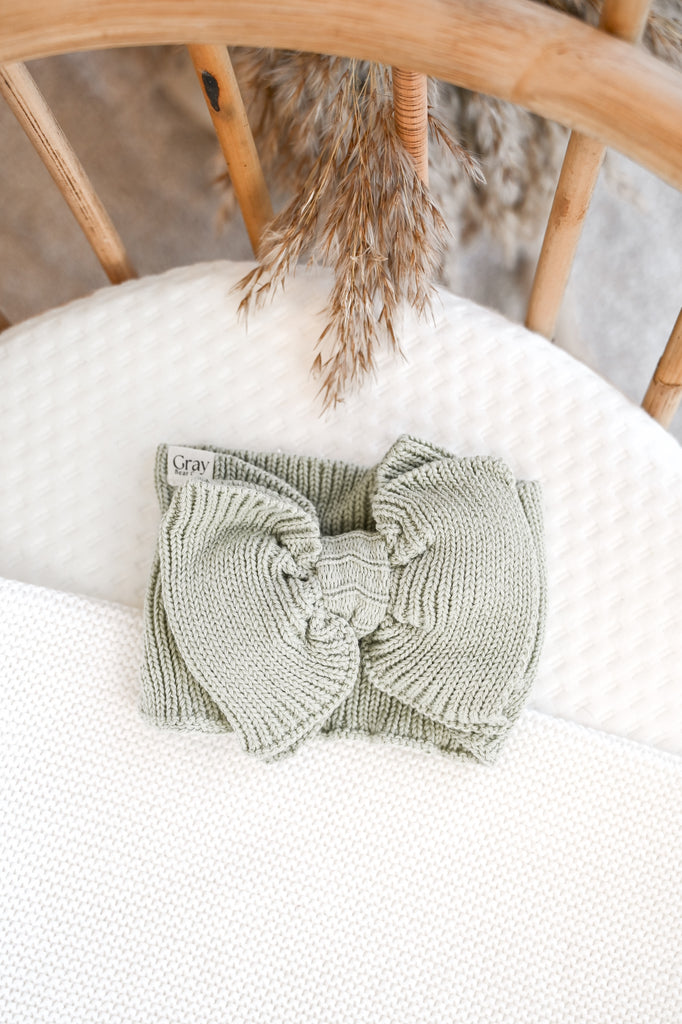 Knitted Head bow  | Sage Green