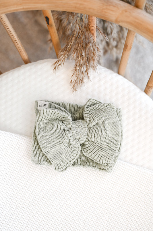 Knitted Head bow  | Sage Green