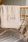 beige baby blanket embroidered with baby name in a beautiful soft beige colour 