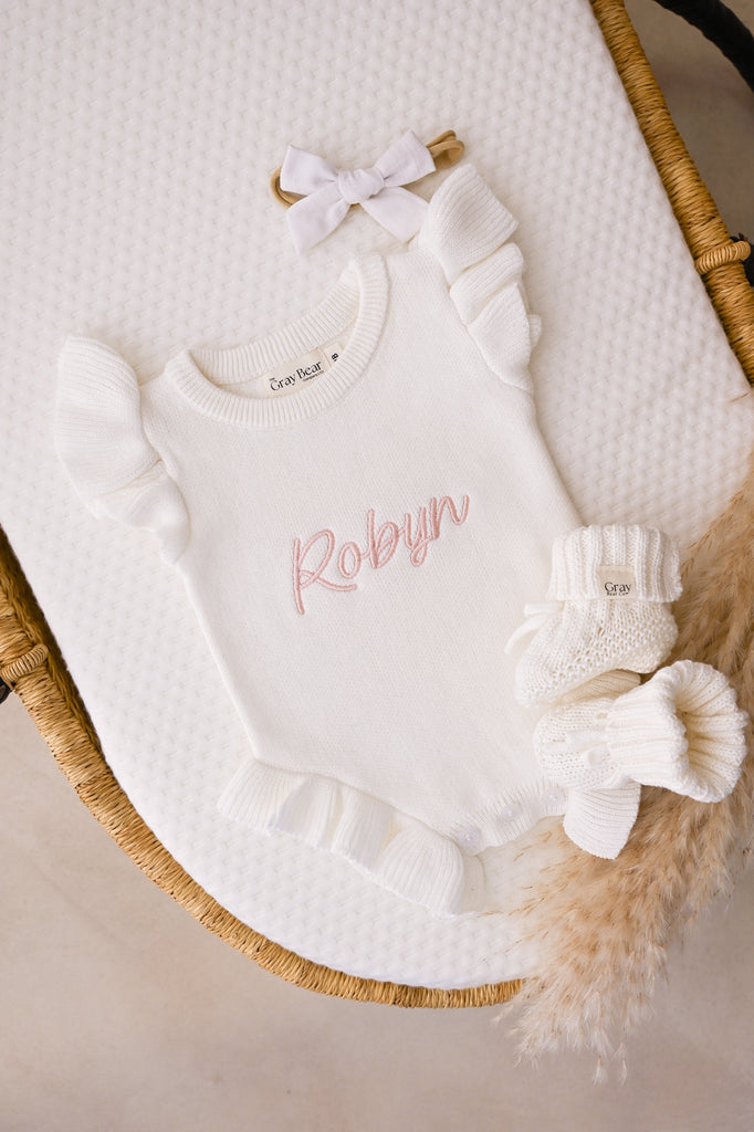 Ruffled Shoulder Romper | White