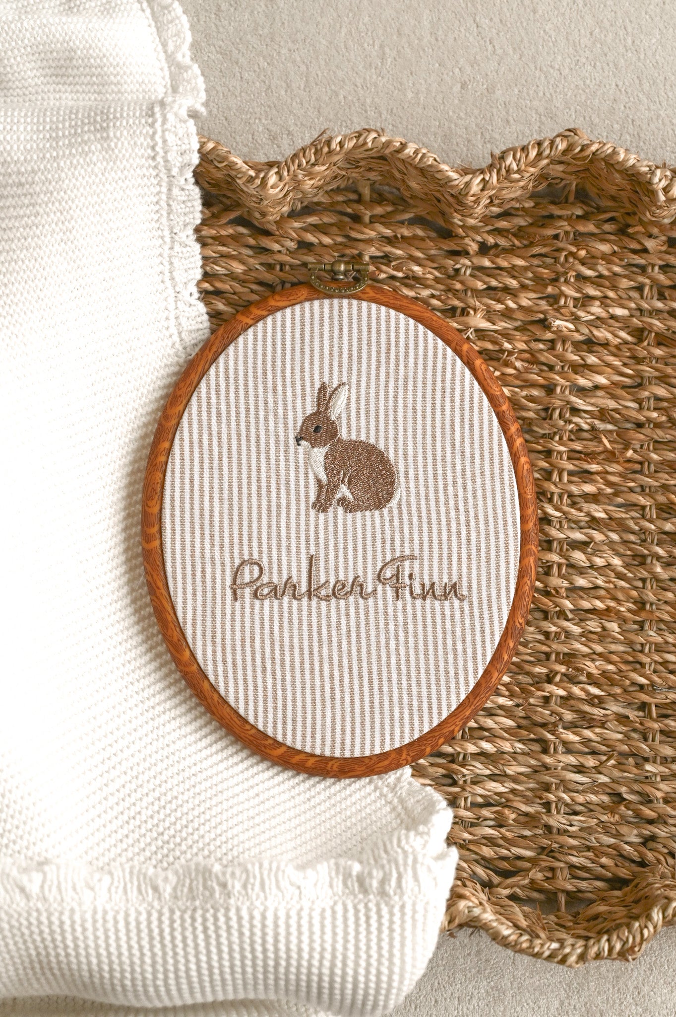 Embroidery Hoop Plaque | Bunny Rabbit