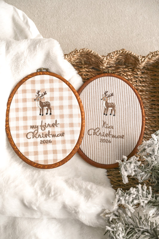 Embroidery Hoop Plaque | Christmas Reindeer