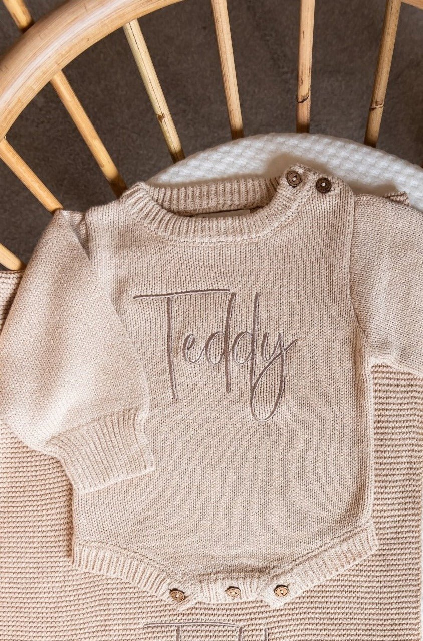 Personalised Baby Romper  | Soft Beige