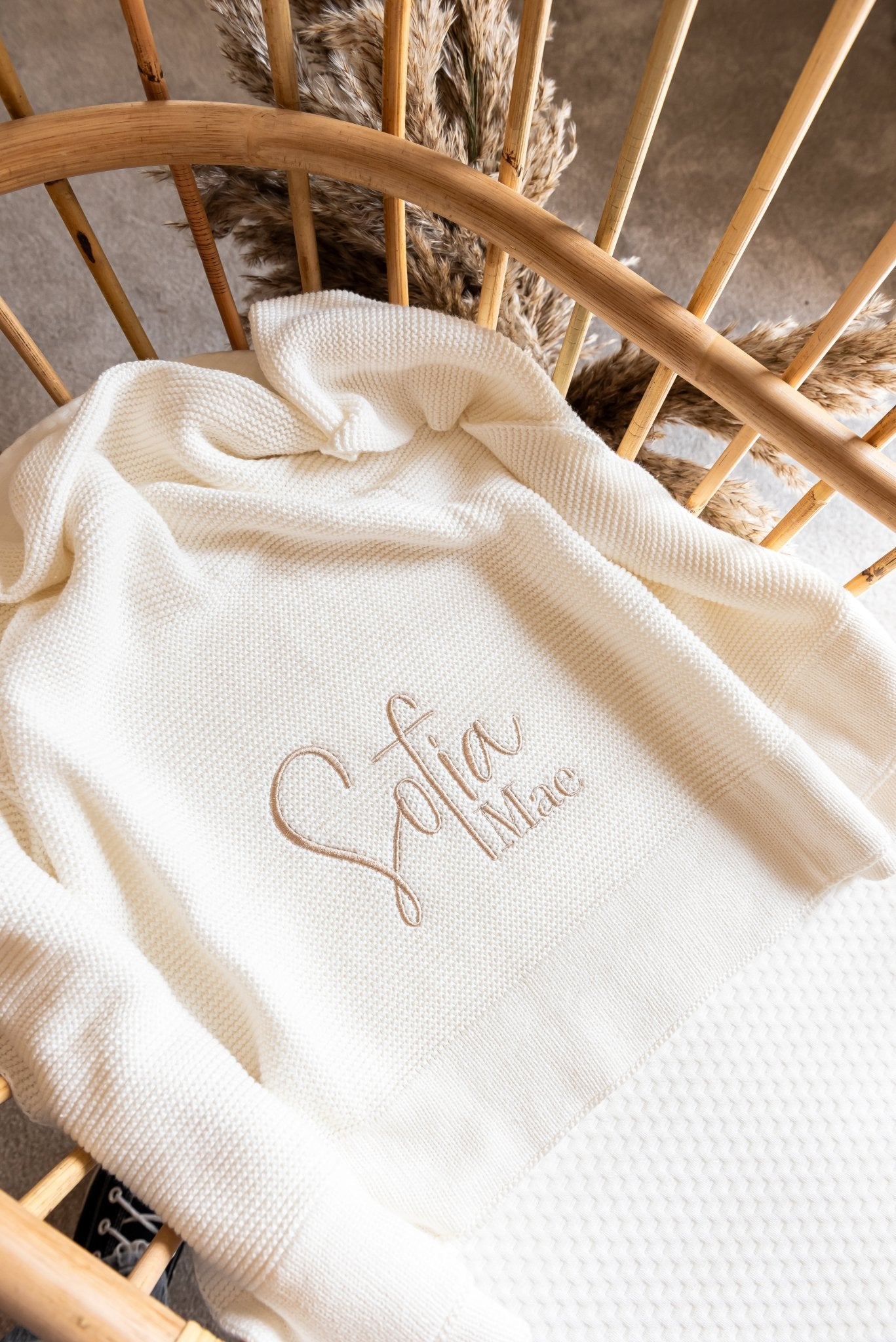 Solid Edge Baby Knit Blanket | White