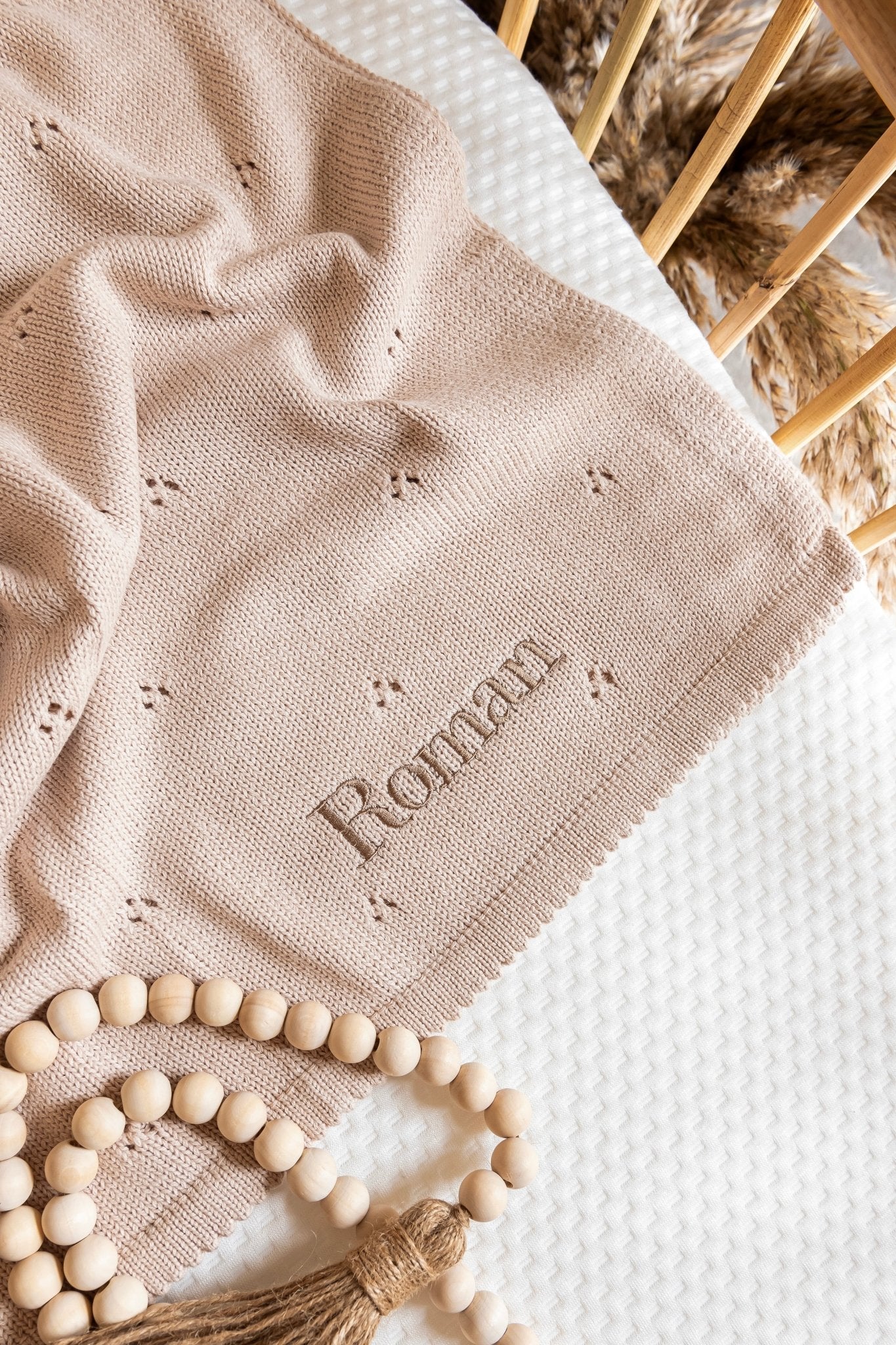 Pointelle Baby Knit Blanket - Soft Beige