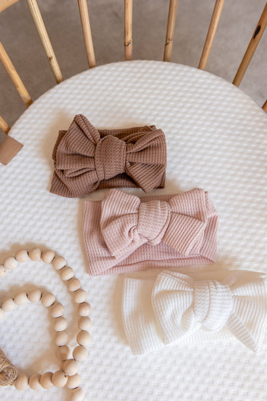 Waffle Head Bows | Neutral Set of 3