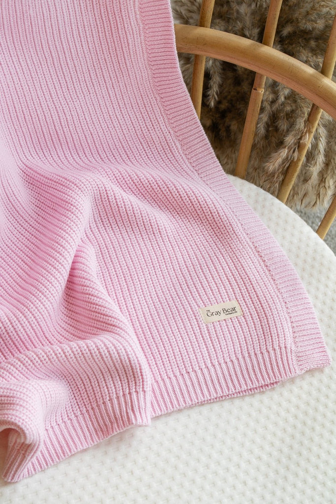 Chunky Knitted Blanket | Petal Pink