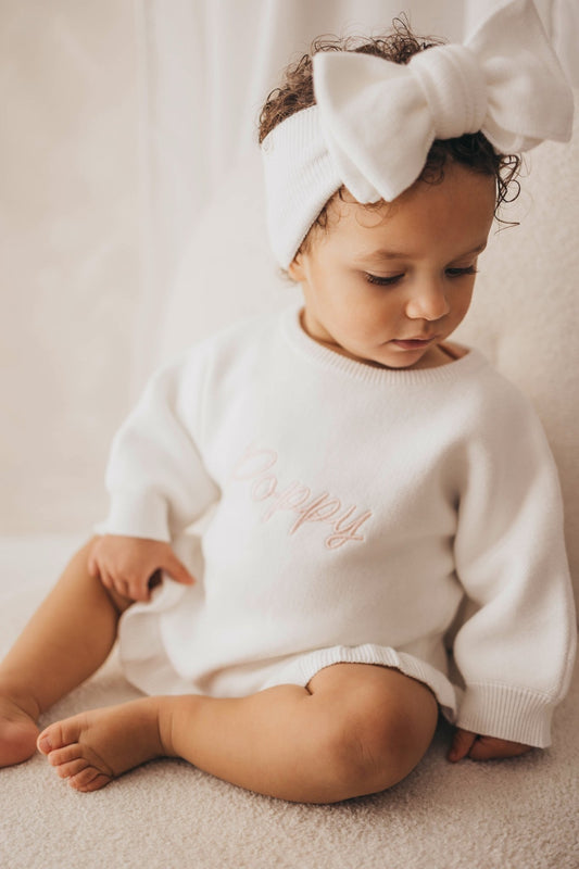 Personalised Ruffled Leg Romper | White