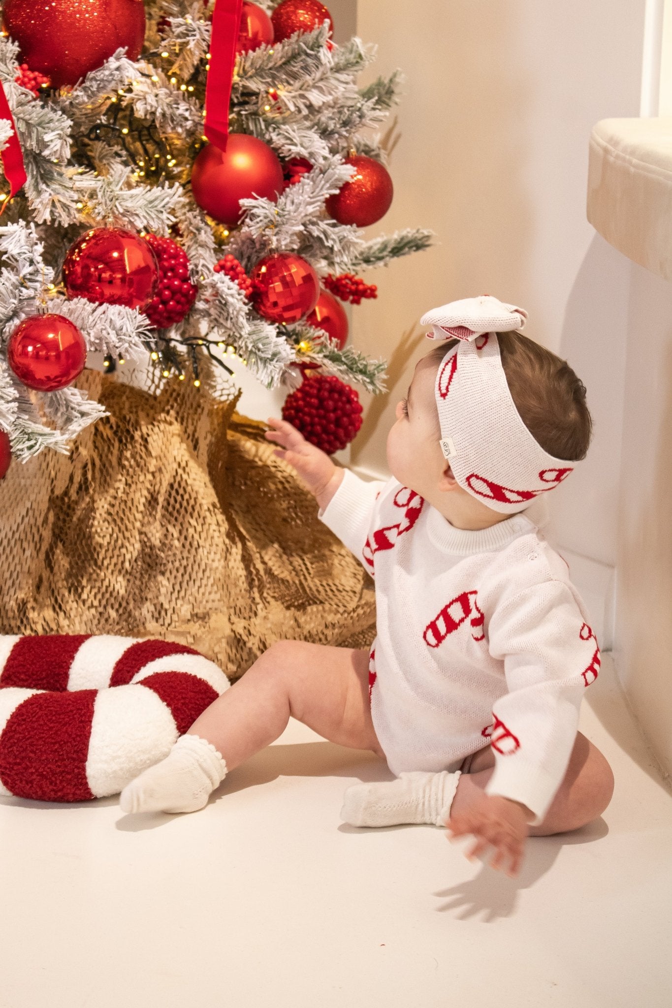 Red Candy Cane Romper | Christmas Collection
