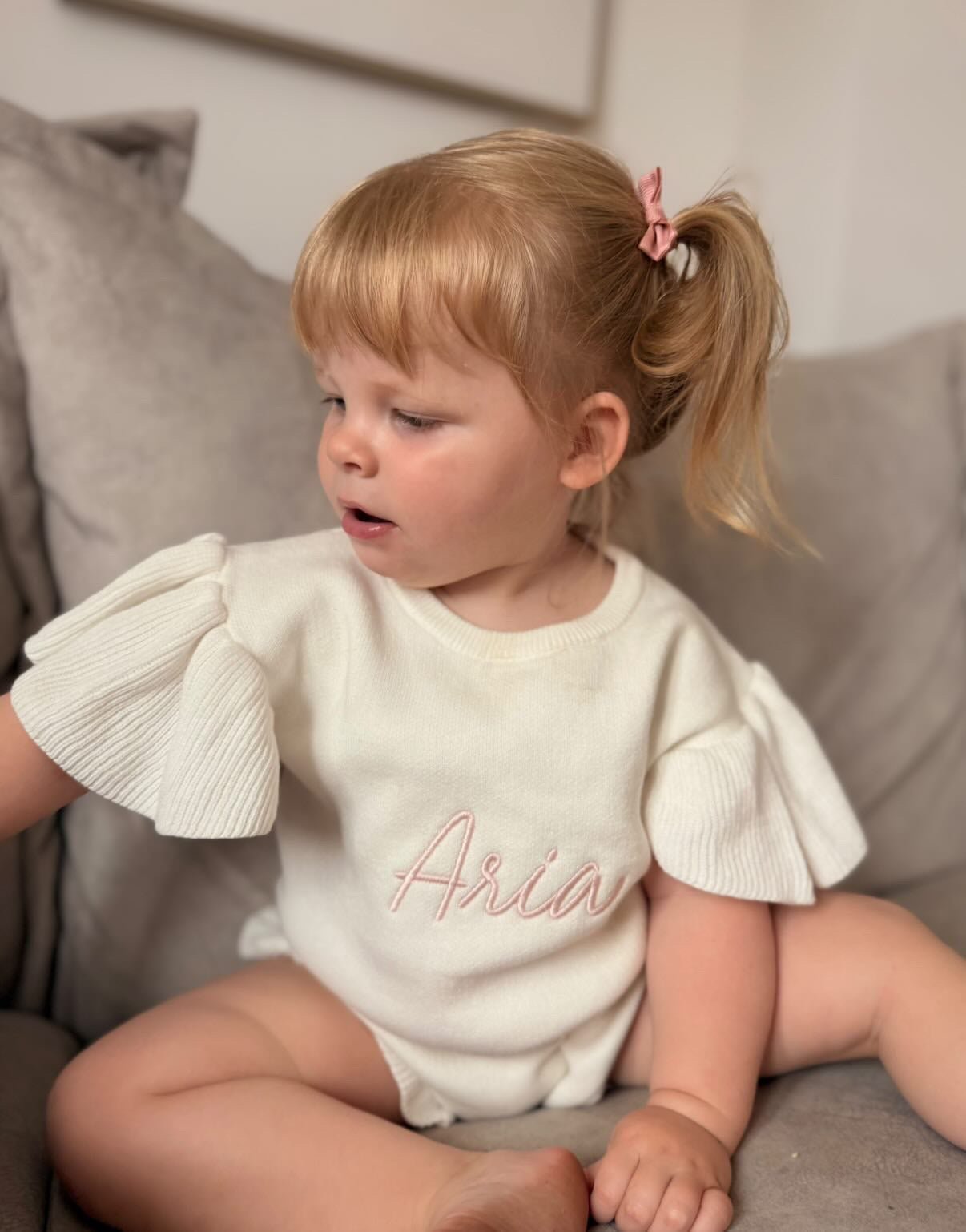 Ruffled Shoulder Romper | White