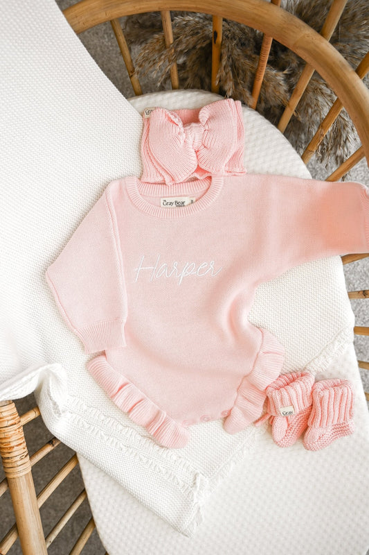 Personalised Ruffled Leg Romper | Blossom Pink