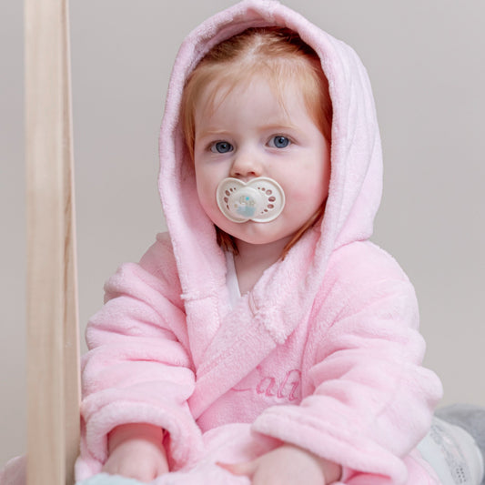 Personalised baby bath robe in pink