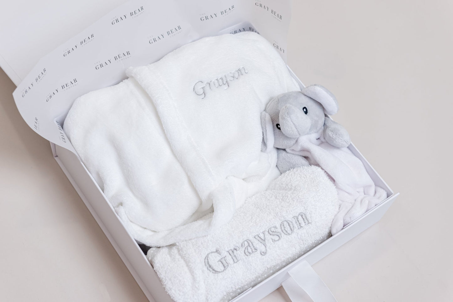 Embroidered White Baby Gift Set