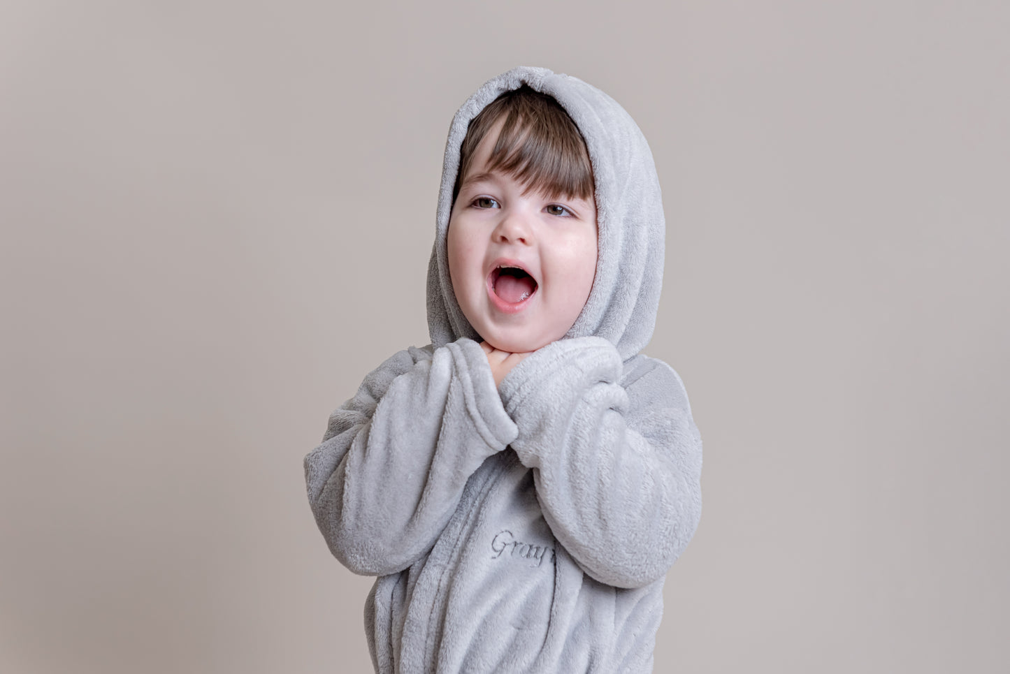 Grey Luxury Personalised Kids Dressing Gown
