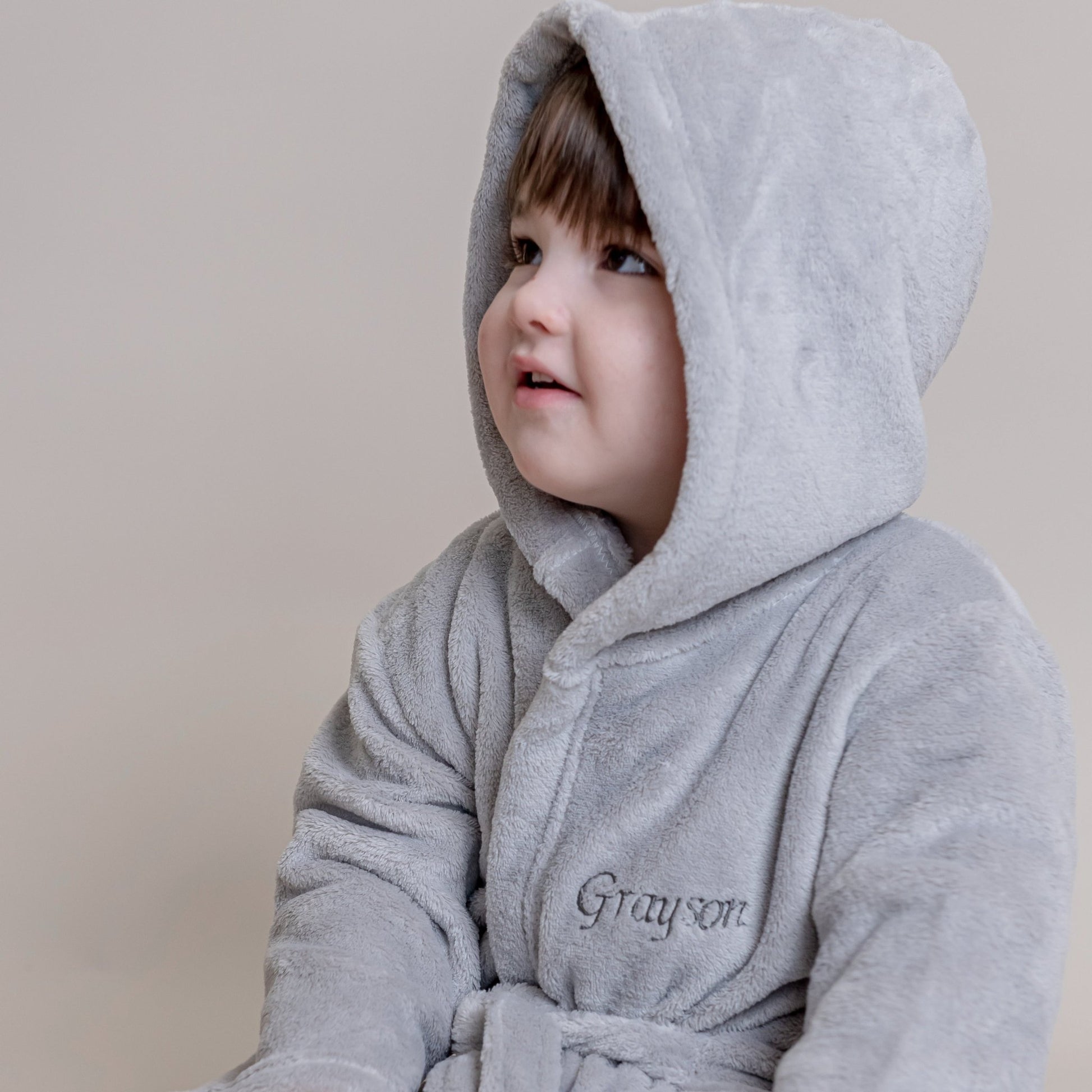 grey childrens dressing gown John Lewis Kids' Corded Fleece Robe, Grey