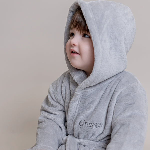 Grey Personalised Children's Dressing Gown