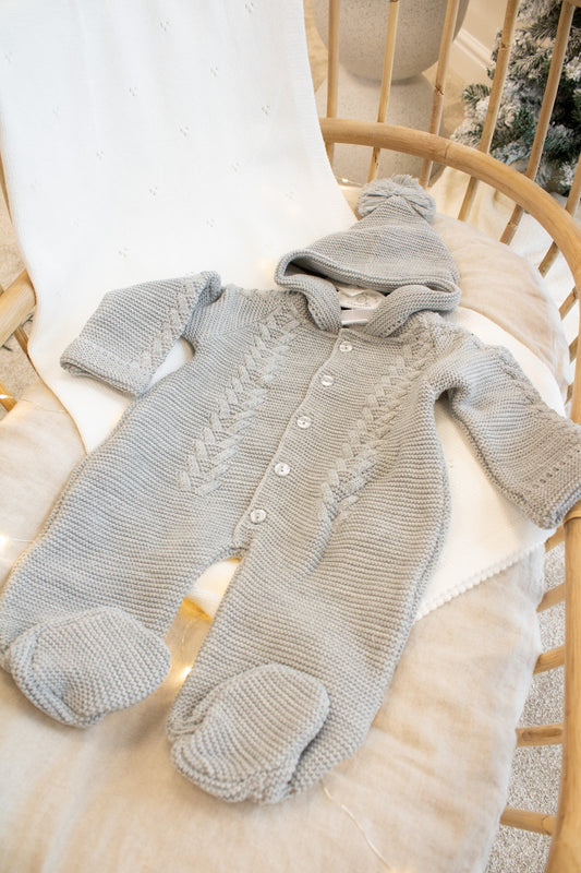 Baby Grey Knit Snowsuit