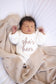 'She's / He's Here' Romper and Blanket Bundle | White