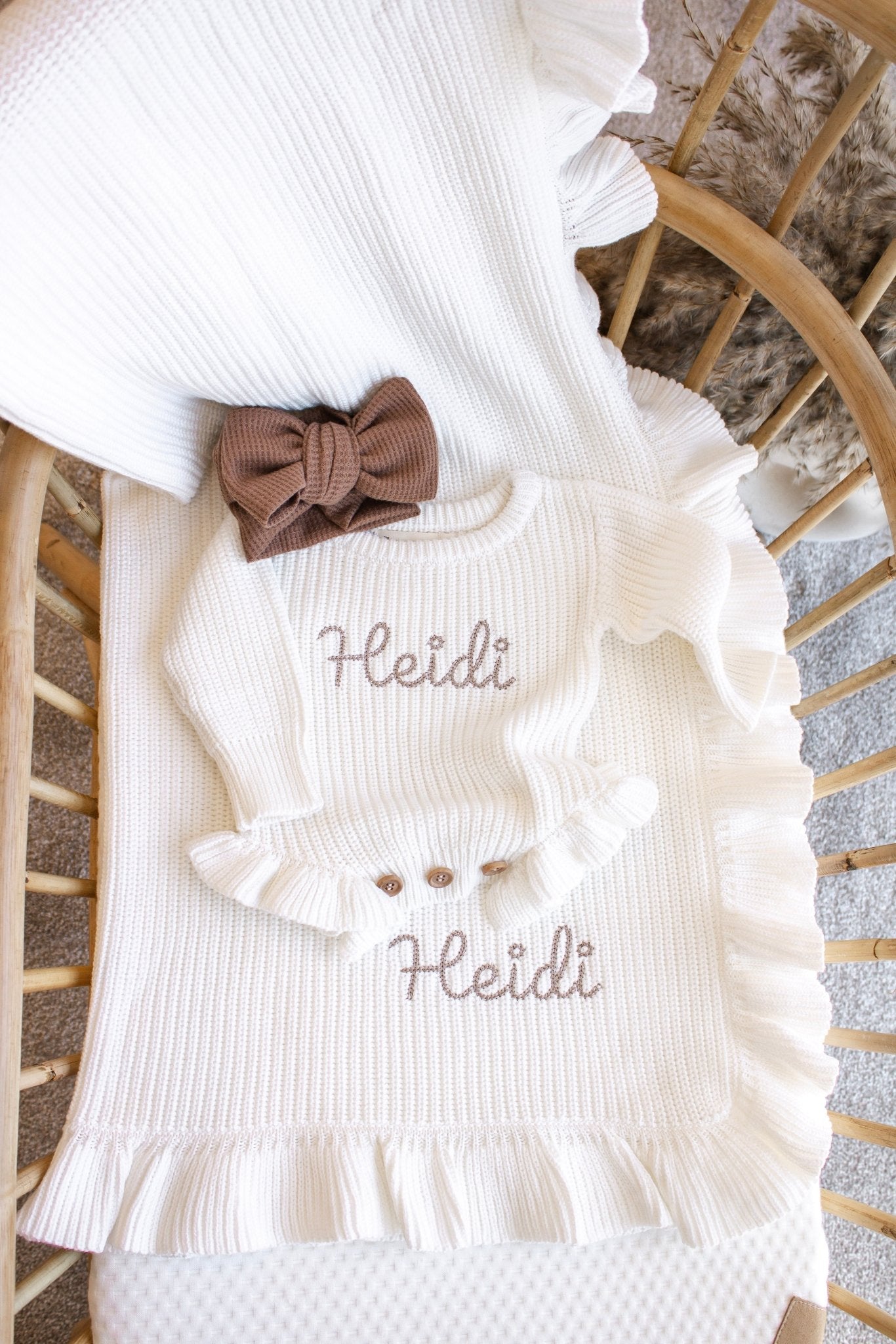 Chunky Ruffle Blanket & Romper Bundle | White