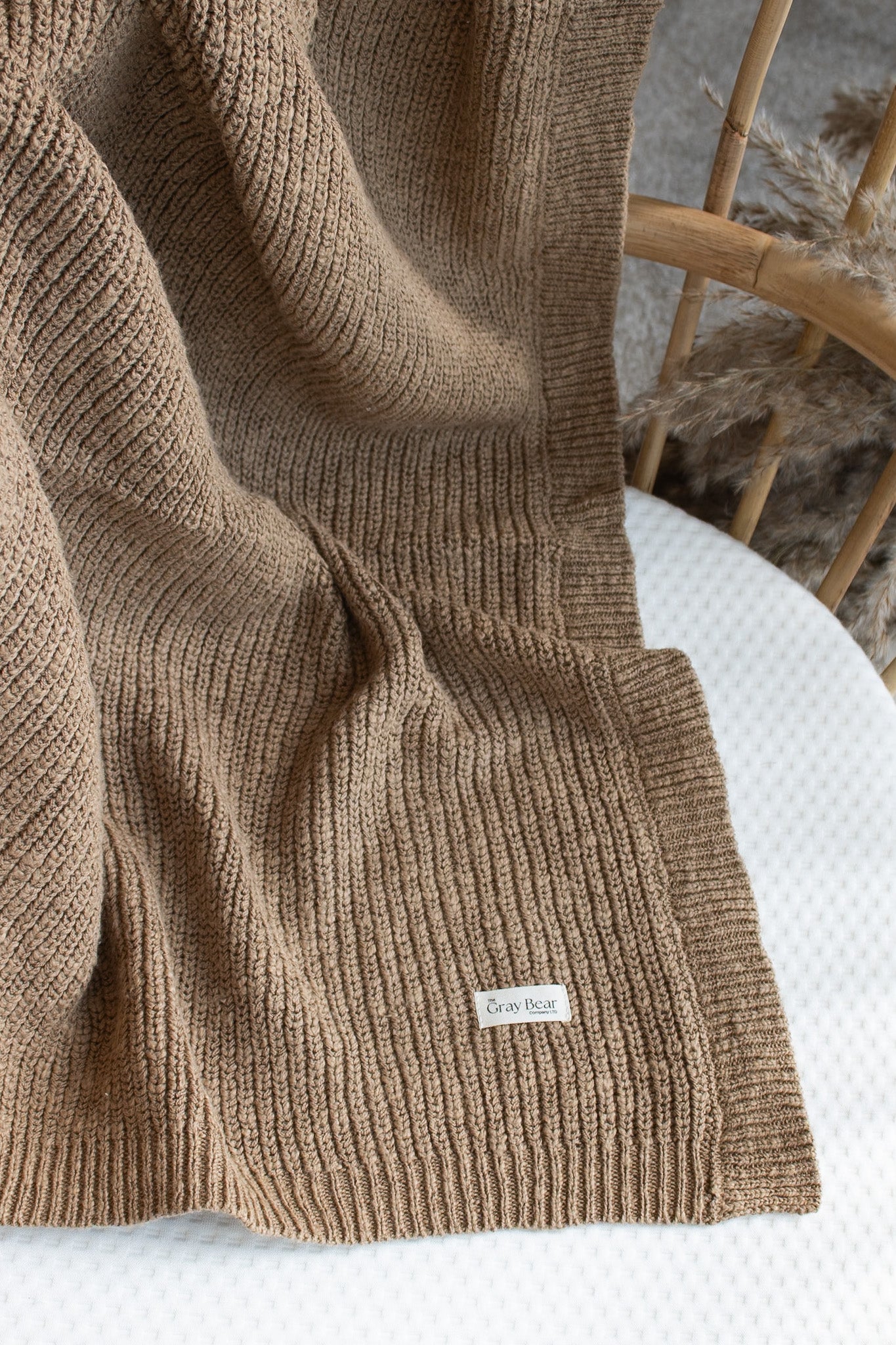 Textured Knitted Blanket | Chestnut