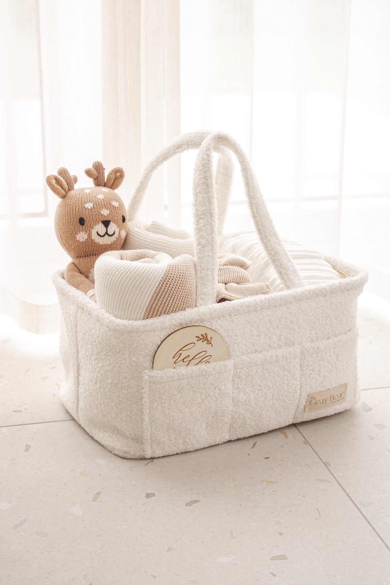 Boucle Nappy Caddy | White