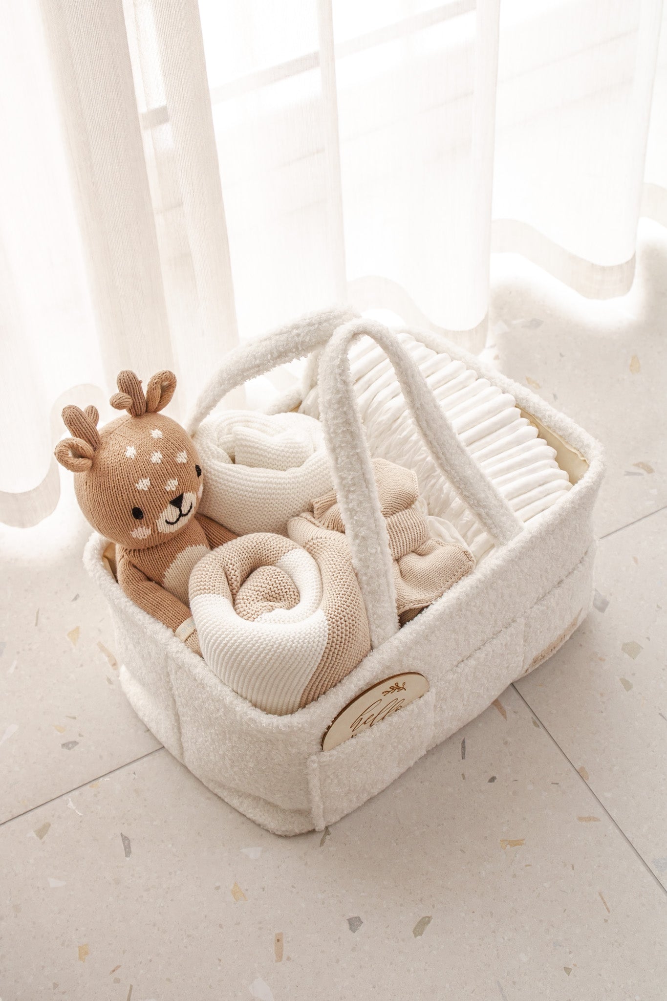 Boucle Nappy Caddy | White
