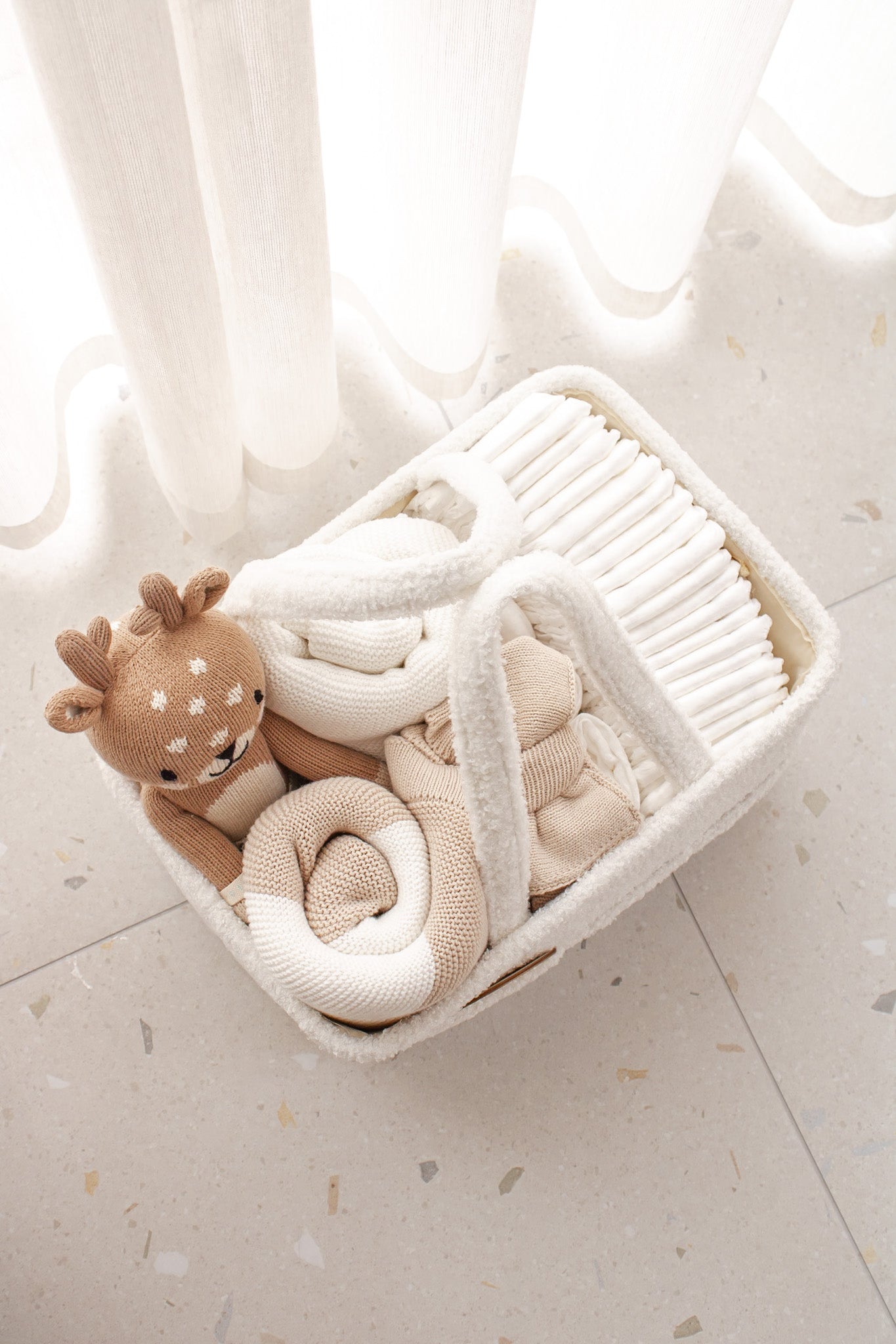 Boucle Nappy Caddy | White