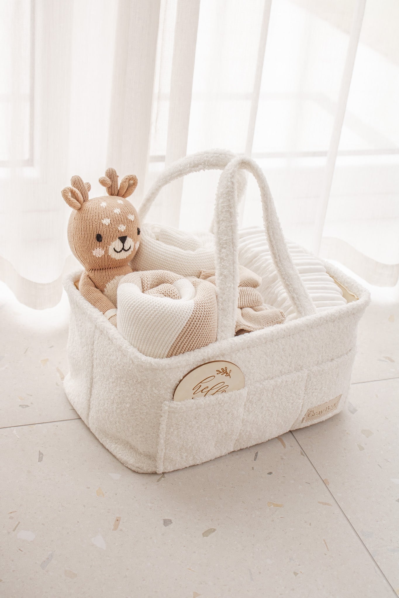 Boucle Nappy Caddy | White