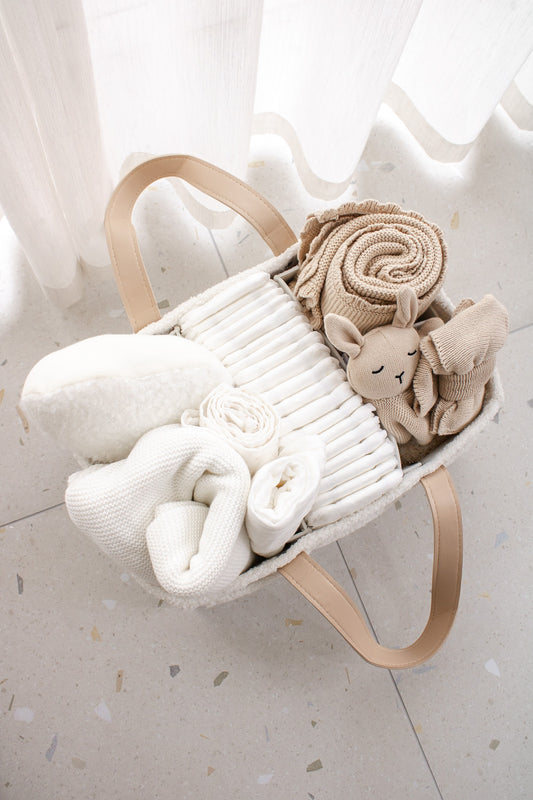 Boucle Nappy Caddy | White and Beige