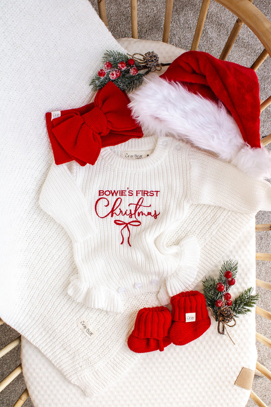 Personalised First Christmas Ruffle Romper