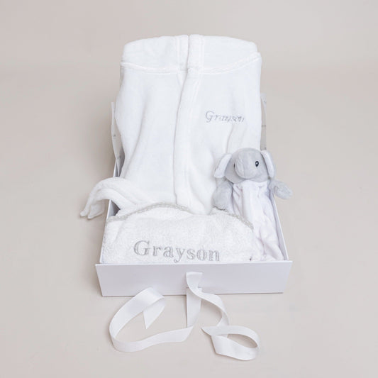 Embroidered White Baby Gift Set