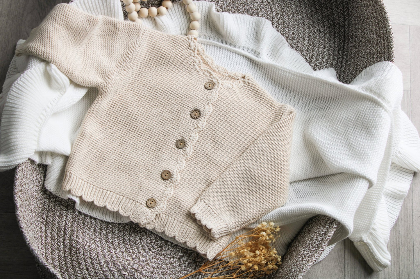Hypoallergenic Cotton Beige Knit Baby Cardigan: Perfect Gift for Babies