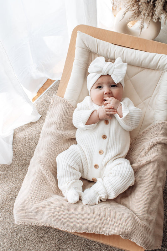Knitted Button Romper | Milk