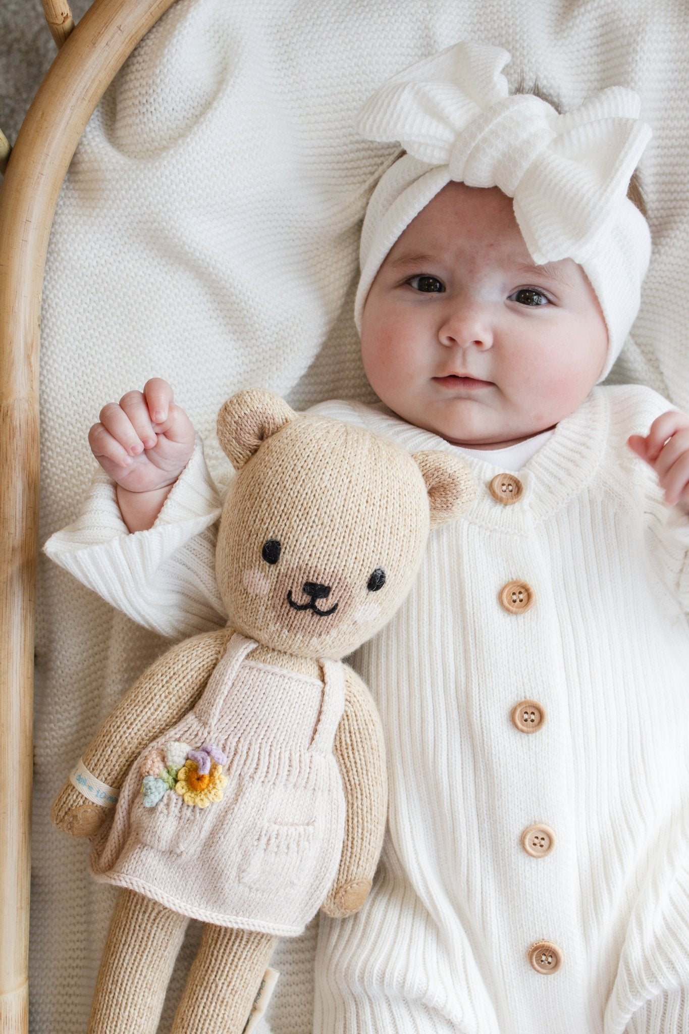 Button Knitted Romper Baby knitted onesie white onesie