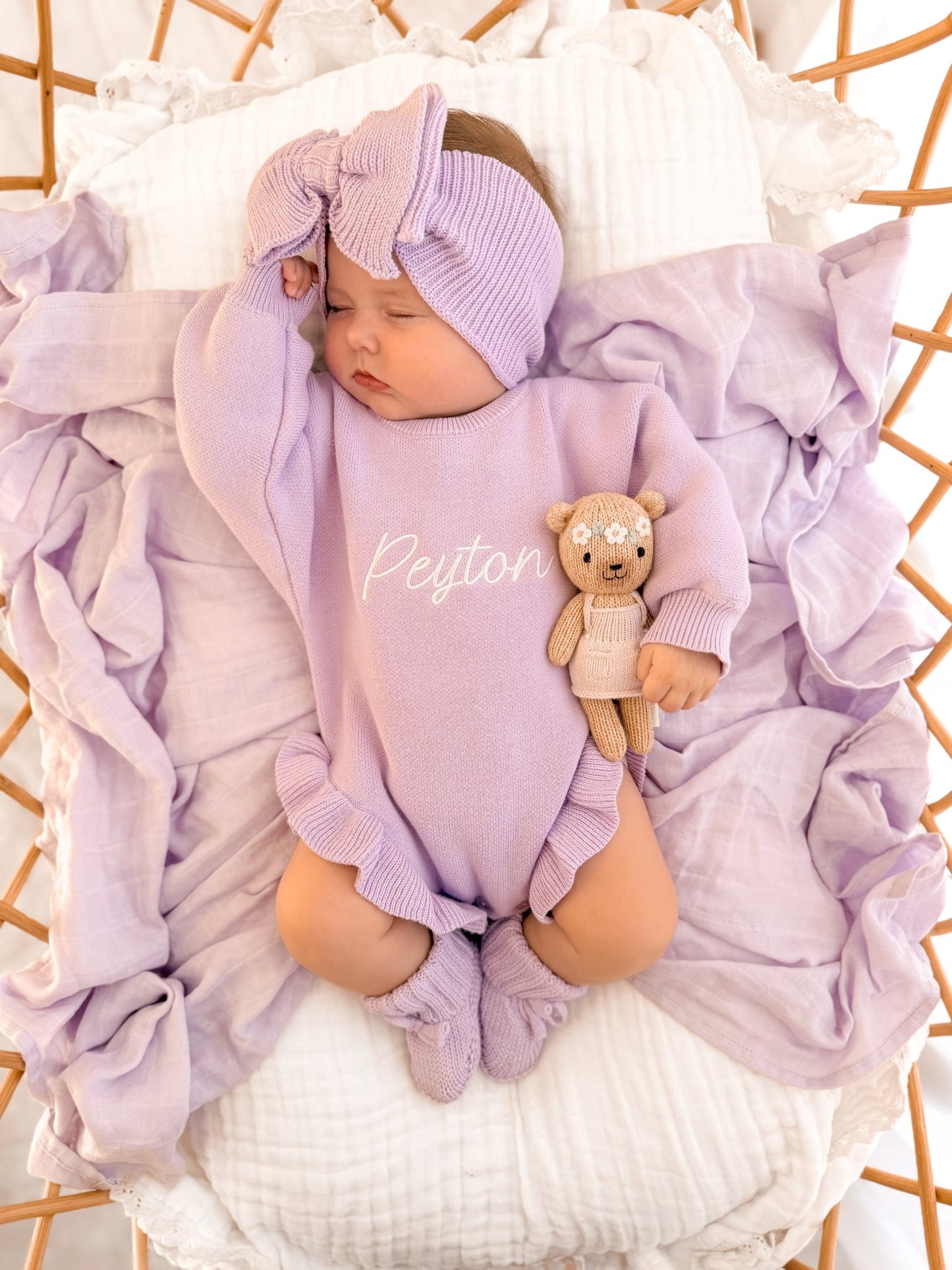 Personalised Ruffled Leg Romper | Purple