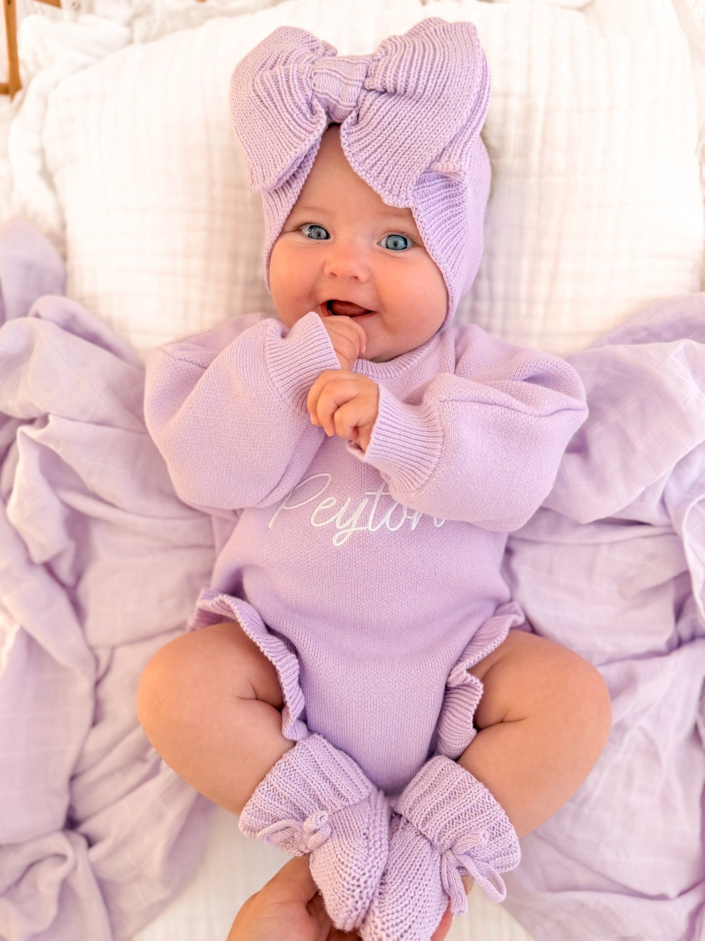 Personalised Ruffled Leg Romper | Purple