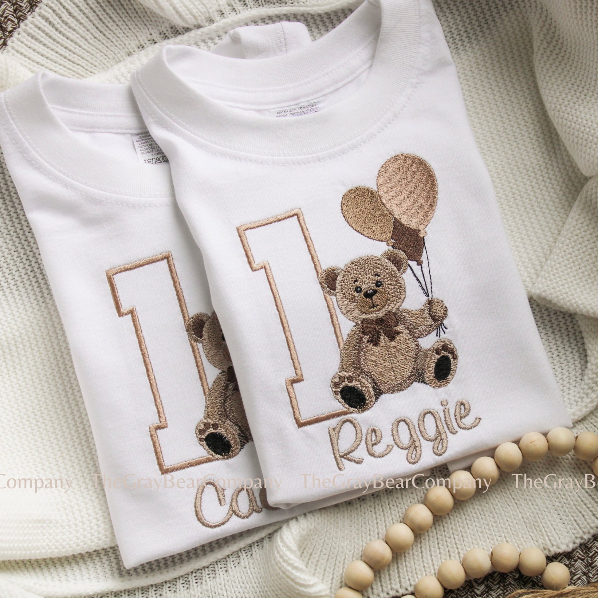 Personalised birthday top featuring a cute bear design, perfect for your little one's first birthday celebration.