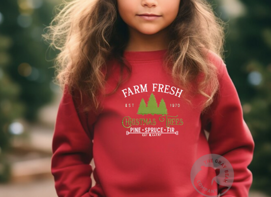 Christmas Kids Farm Fresh Embroidered Jumper