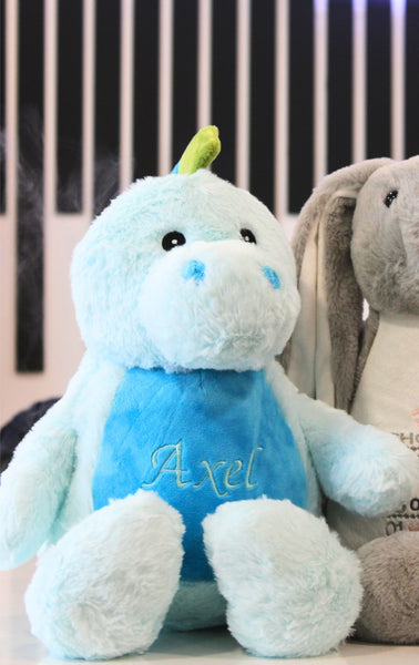 Blue Embroidered Dinosaur Teddy