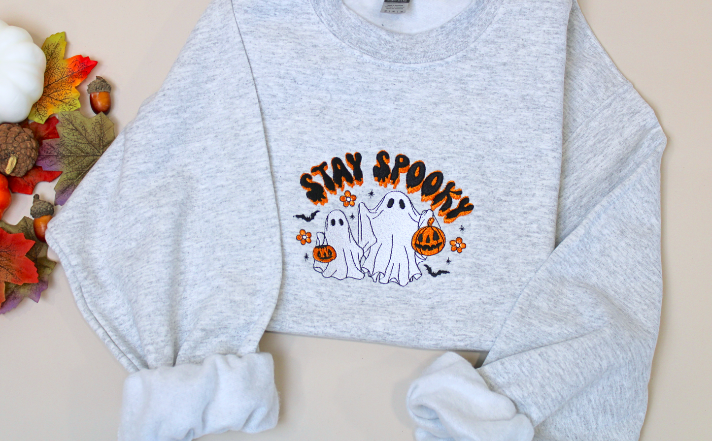 Stay Spooky Ghost Embroidered Halloween Sweatshirt