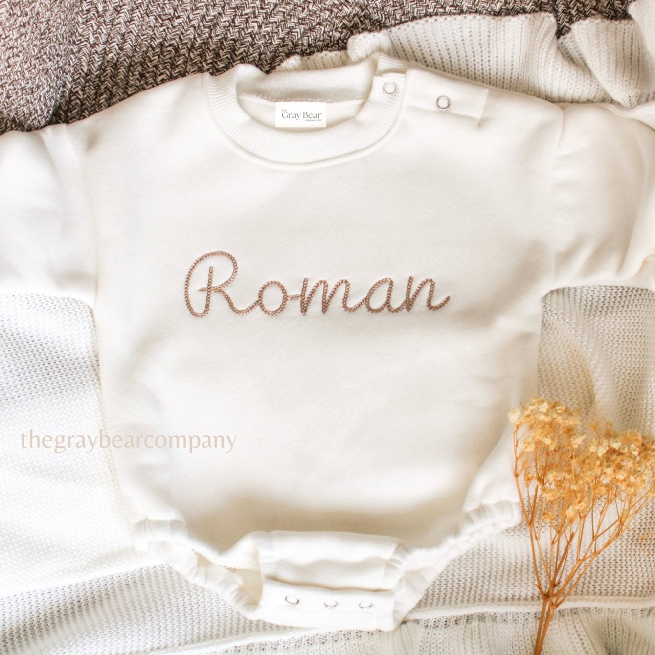 Baby Sweatshirt Romper - White