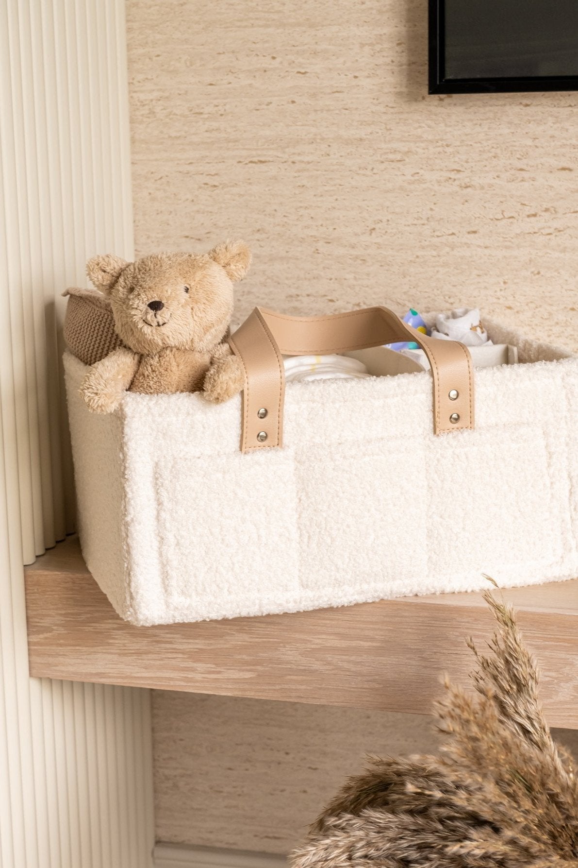 Boucle Nappy Caddy | White