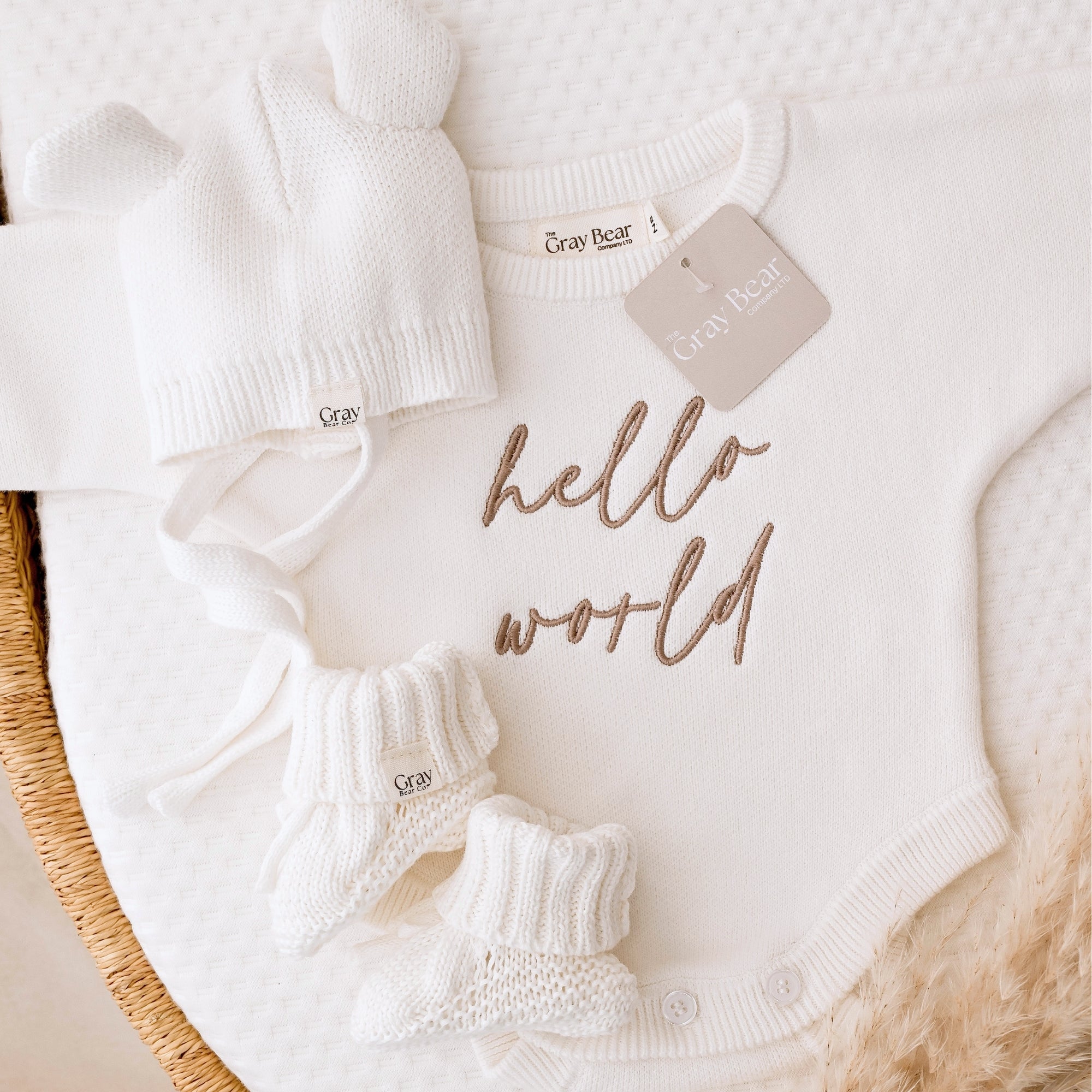 Personalised White Romper and accessories | 3 piece Bundle