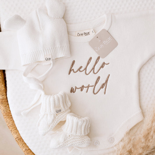 Personalised White Romper and accessories | 3 piece Bundle
