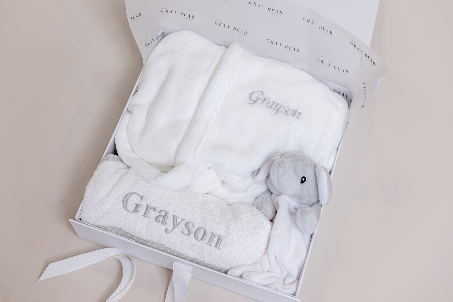 Embroidered White Baby Gift Set